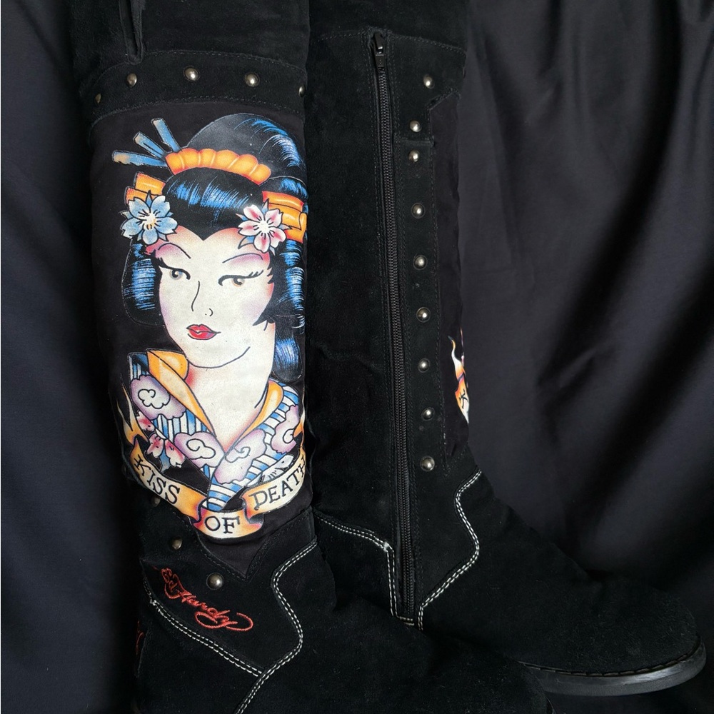 Ed Hardy Kiss of Death Suede Boots